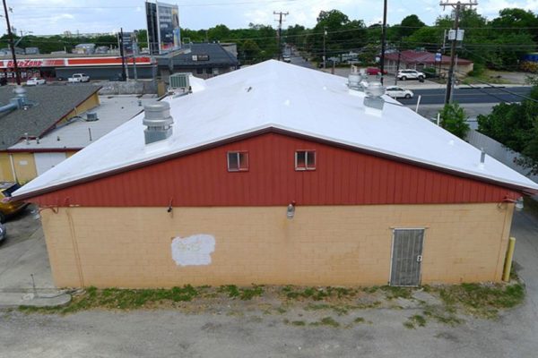 Commercial roofing for a local taqueria business done by Stephens Roofing.